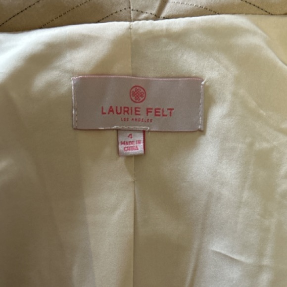 LAURIE Felt Los Angeles, Double Stripe Blazer Jacket, Beige Brown Blue - Picture 3 of 7